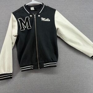 Marshmello Mello Varsity Jacket Black White Faux Leather Sleeve XL Youth